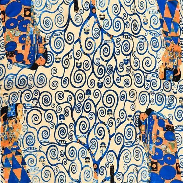 100% Valódi Selyem Sál-Kendő, 90 cm x 180 cm, Klimt - Tree of Life - Ékszer Galéria